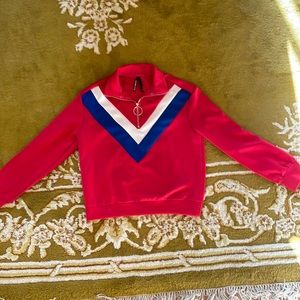 Quarter zip sweatshirt with paneling